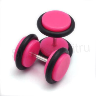 Falešný plug do ucha z chirurgické oceli – růžový (BB263)