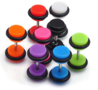 Falešný plug do ucha z chirurgické oceli – více barev (BB263)