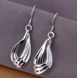 Postříbřené náušnice ve tvaru kapky + dárek zarážky (BE120)