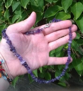 Minerální náhrdelník ametystový 46 cm (X197)