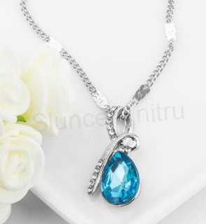 Postříbřený náhrdelník přívěšek slza Swarovski Elements (BD26)