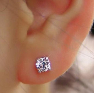 Puzetové náušnice se zirkonem – čiré, 4 mm (BB269) 