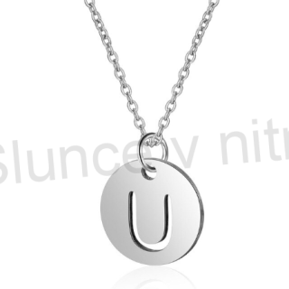 Náhrdelník s přívěškem - Iniciál písmeno U, chirurgická ocel (BD203)