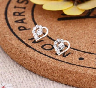 Puzetové náušnice Srdíčko se zirkony (BB61)