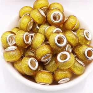 Korálek s velkým průvlekem žlutý (AC214)