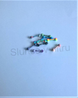 Piercing z chirurgické oceli  tyčka s kuličkami barevný  12 mm (BB274)