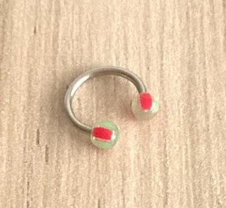 Piercing podkova z chirurgické oceli 10 mm zelený číslo 1 (BB277)