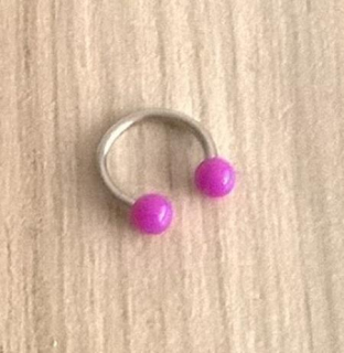 Piercing podkova z chirurgické oceli 10 mm fialový číslo 2 (BB277)
