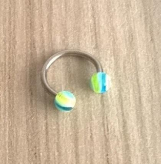 Piercing podkova z chirurgické oceli 10 mm zelený číslo 10 (BB277)