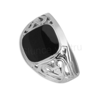 Pánský pečetní prsten s černým kamenem – velikost 62 (BP227)