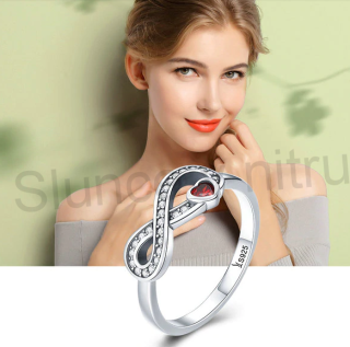 Postříbřený Královský prsten srdce v nekonečnu (BE129)
