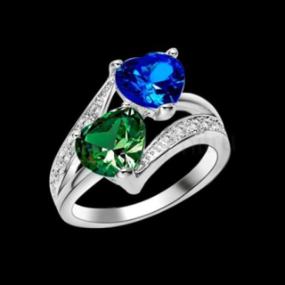 Pokovovaný prsten 2 srdce se zirkony velikost 57 (BP228)