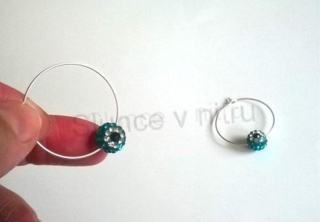 Stříbrné náušnice kruhy Swarovski korálek zelené tyrkysové (BB278)