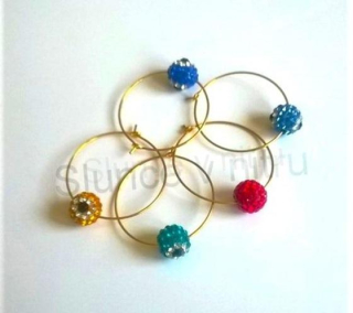 Zlaté náušnice kruhy Swarovski korálek (BB481)