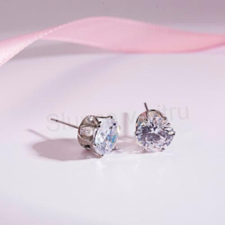 Puzetové náušnice z chirurgické oceli se zirkonem – čiré (BB279)