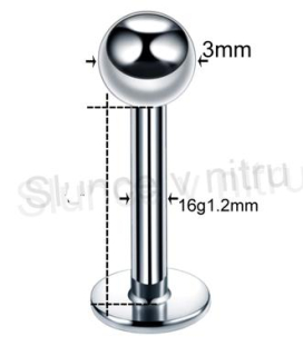 Piercing  z  chirurgické oceli, lesklá kulička platinová více velikostí (BB65)