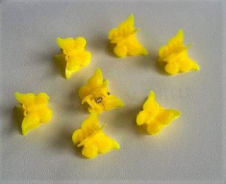 Mini skřipec do vlasů barevný motýlek žlutý 17,6 x 18,5 mm (H169)