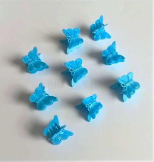 Mini skřipec do vlasů barevný motýlek modrý 17,6 x 18,5 mm (H169)