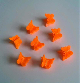 Mini skřipec do vlasů barevný motýlek oranžový 17,6 x 18,5 mm (H169)