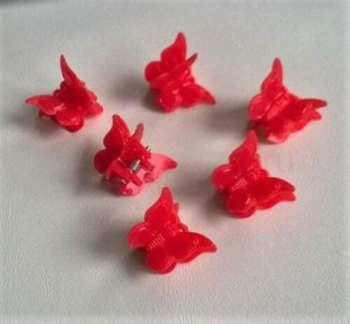 Mini skřipec do vlasů barevný motýlek červený tmavý 17,6 x 18,5 mm (H169)