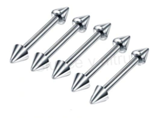 Piercing čínka s hroty platinová z chirurgické oceli 14,2 mm (BB66)