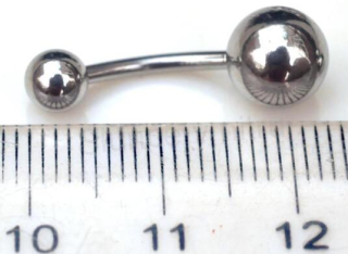 piercing chirurgicka ocel s dvěmi kuličkami platinový 2,2 cm (BB69)