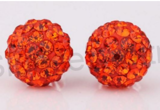 Puzetové náušnice postříbřené s křišťálky CZ oranžové (BB289)