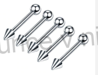 Piercing z chirurgické oceli s kuličkou a hrotem platinové 15,5 mm (BB72)