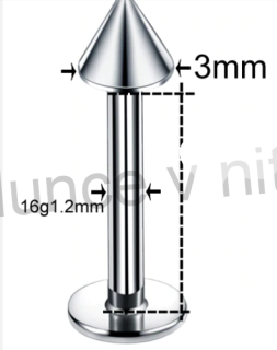 Piercing z chirurgické oceli s hrotem platinové 13 mm (BB73)