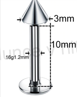 Piercing z chirurgické oceli s hrotem platinové více velikostí (BB73)