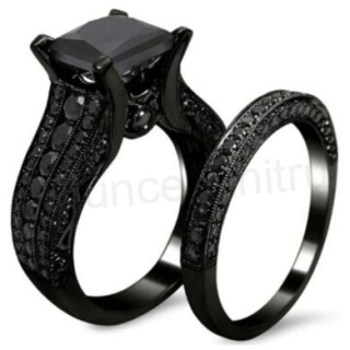 Černé snubní prsteny se zirkony CZ (BP125)