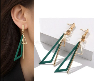 Dlouhé geometrické puzetové visací náušnice – moderní design (BB290)