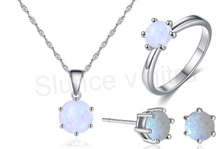 Postříbřená opálová souprava šperků (BS38) 