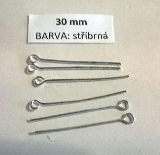 Ketlovací jehla 30 mm stříbrná 20 kusů v balení (AA267)