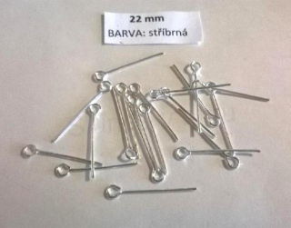 Ketlovací jehla 22 mm stříbrná 20 kusů v balení (AA268)