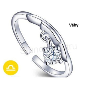 Postříbřený otevřený prsten znamení zvěrokruhu váhy (BP152)