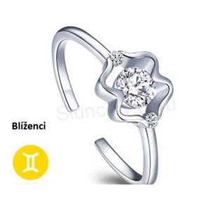 Postříbřený otevřený prsten znamení zvěrokruhu blíženci (BP152)