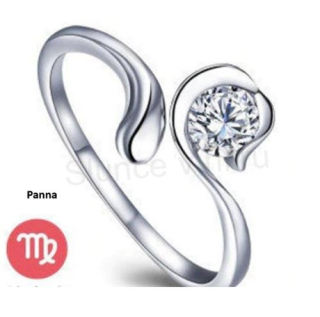 Postříbřený otevřený prsten znamení zvěrokruhu panna (BP152)