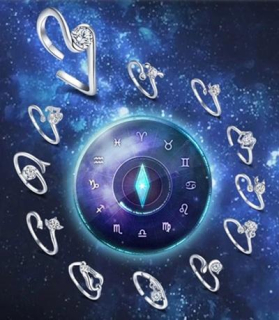 Postříbřený otevřený prsten znamení zvěrokruhu (BP152)