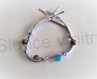 Provázkový náramek přátelství, ručně pletený s minerály (BC430)