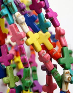 Tyrkysový kříž z minerálů - 12,3 x16 mm (X231)