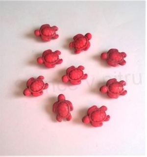 Tyrkysová želva z minerálů - 15,4 x19 mm červená (X232)