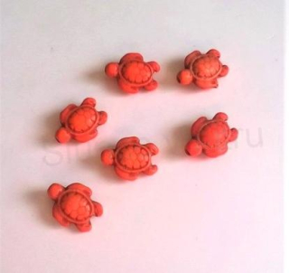 Tyrkysová želva z minerálů - 15,4 x19 mm oranžová (X232)