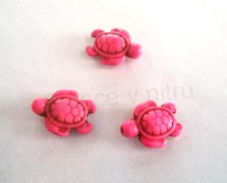 Tyrkysová želva z minerálů - 15,4 x19 mm růžová (X232)