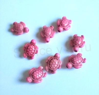 Tyrkysová želva z minerálů - 15,4 x19 mm Světle růžové (X232)