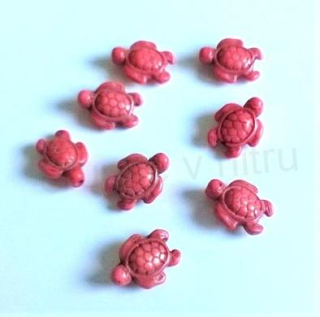 Tyrkysová želva z minerálů - 15,4 x19 mm Světle oranžovo červená (X232)