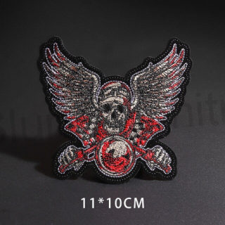Moto nášivka winged skull on a motorcycle (C327)