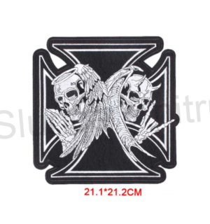 Moto nášivka Kříž s Lebkami  velká (C334)