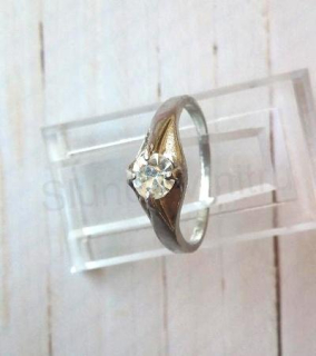 Pokovený prsten s čirým zirkonem velikost 63 (BP154)