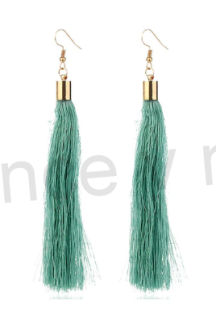 Dlouhé třasňové náušnice - tyrkysové (BB75)